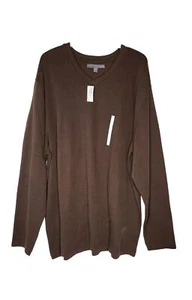 Vintage Y2K Old Navy Ribbed V-Neck Shirt Men 2XL Brown Long Sleeve Cotton - Picture 1 of 4