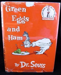 1960 GREEN EGGS and HAM Dr Seuss DJ 1st Ed Early Vintage Dust Jacket PRINTING - Picture 1 of 10