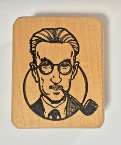 JAMES THURBER Rubber Stamp PORTRAIT Pipe  NEW YORKER MAGAZINE Rick Geary  X RARE - Picture 1 of 4