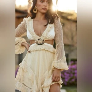 12th Tribe JULIET CREAM CUTOUT MINI ABITO Taglia L #72 - Foto 1 di 18