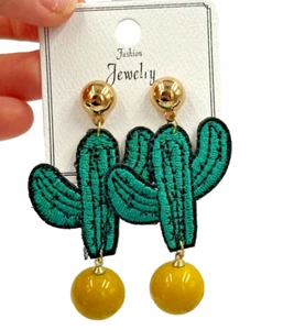 Pendientes de Cactus Occidentales de Verano Únicos Retro Dorado Moda Festival Joyería Tachuelas - Imagen 1 de 3