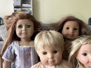 lot of American Girl dolls, Bitty Baby, Wellie Wisher