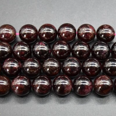 Garnet Round Beads - 4mm 6mm 8mm 10mm 12mm - 14", For Jewellery Making - Image 1 of 2