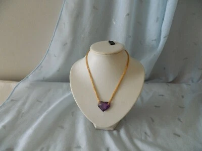 New FIFTH AVENUE COLLECTION "OH MY HEART!" Necklace Gold Tone Purple Glass HEART - Image 1 of 4