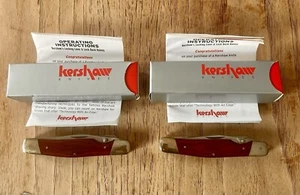 TWO VINTAGE KERSHAW KAI JAPAN #4390 DOUBLE DUTY POCKET KNIVES NIB - Picture 1 of 8