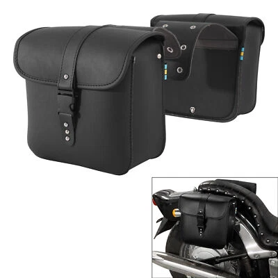 2x PU Leather Universal Motorcycle Side Saddle Bags Saddlebags Luggage Panier US - Image 1 of 4