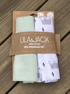 Lila Jack Muslin Swaddle Blanket Baby Girls Safari Elephant Flamingo Cotton NEW - Picture 1 of 7