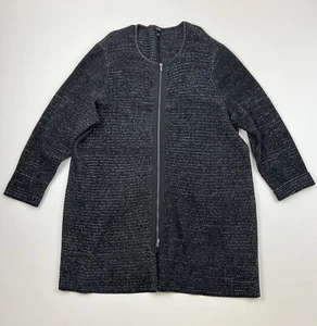 Talbots Sz 3X Petite Black/White Cardigan Full Zip Longline Minimalist Cotton - Picture 1 of 6