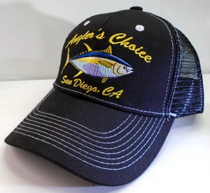 Angler's Choice San Diego Bluefin Trucker Hat Tuna Fishing Cap Mesh Snapback BLK - Picture 1 of 11