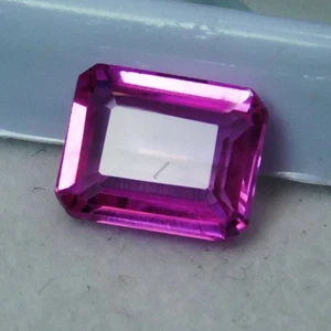 Hermosa piedra preciosa suelta de zafiro rosa natural de 7,20 quilates corte esmeralda CERTIFICADO - Imagen 1 de 6