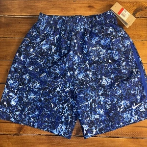 Nike Dri-FIT Shorts Older Boys Large Training Blue White Speckled Swoosh NEW - Picture 1 of 7