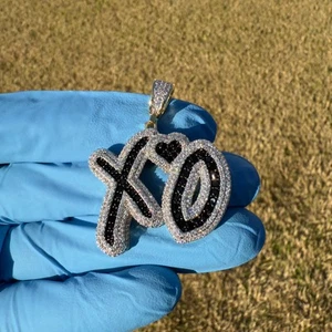XO Silver Pendant with Rope Necklace - Hip Hop Jewelry - Picture 1 of 9