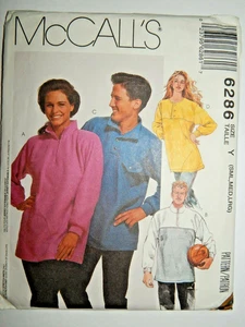 McCall's 6286 Jacket Pullover 1/4 Zip Sewing Pattern Mens Ladies S M L Fleece UC - Picture 1 of 4