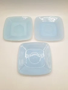Vintage Fire King Charm Azurite Blue 3 Saucers - Picture 1 of 5