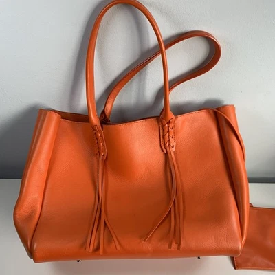 Bolso de Mano Lanvin Paris Cabas de Cuero Naranja Asas Trenzadas + Bolsa Foto 1 de 4
