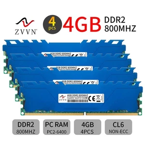 Kit de 16 GB 4x 4 GB DDR2 800 MHz PC2-6400U CL6 240 pines DIMM intel Desktop PC Memory AB - Imagen 1 de 12