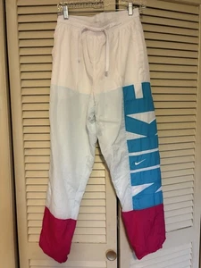 Nike Damen Jogginghose Hose Small Weiß Neon Mesh Gefüttert Windbreaker Retro - Bild 1 von 4