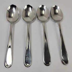 Oneida Flight Reliance Oval Soup Spoons 6 3/4" Glossy Stainless Lot of 4 - Picture 1 of 10