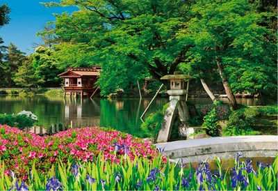 [Completed version] BEVERLY Kenrokuen in Fresh Green 300 Pieces 38 x 26 cm - Image 1 of 2