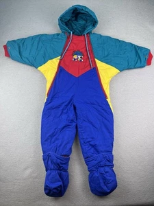 Traje de nieve vintage de cuerpo completo con capucha colorido estilo alpino de nailon de los años 80 talla 24M - Imagen 1 de 12