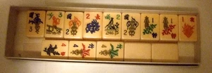 Vintage Mah Jong Tiles Cream Colored Catalin Flowers Mah Jongg 1950's - Picture 1 of 17