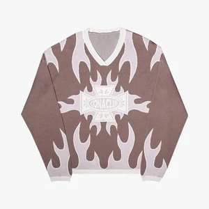 Iconaclub 'Moto Punk' Knit Jersey Brown - Picture 1 of 12