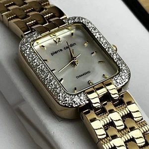 Womens New Pierre Cardin Quartz Wrist Watch Diamond Bezel Mother Of Pearl Inlay - Picture 1 of 7