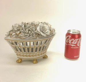 Vintage Ardalt Porcelain Floral Basket “Flores Imperio” ~Gilt ~Spain ~ Excellent - Picture 1 of 10