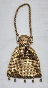 1920s Whiting & Davis Gold Tone Expandable Top Mesh Purse/Beggars Bag - Picture 1 of 8