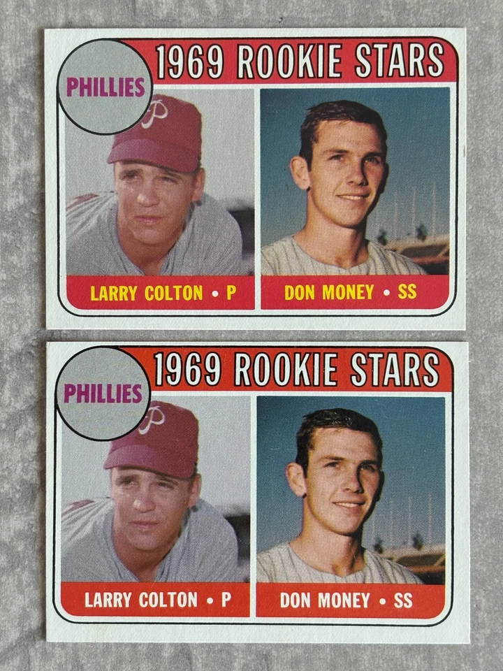 (2) 1969 Topps COLTON MONEY Phillies "White Letter" Variation Cards #454 lgm - Image 1 of 2