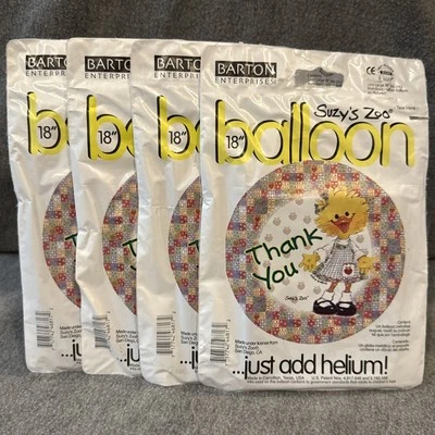 VTG Suzy’s Zoo Duck “Thank You” 18” Balloons Lot Of 4 Made In USA New Old Stock - Image 1 of 4