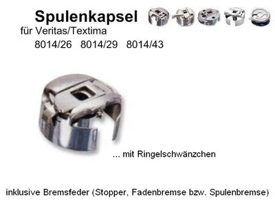 DRITTHERSTELLER AUS ASIEN Spulenkapsel für Veritas/ Textima 8014/43 ! + Fadenbremse ! by nahttechnik #VZ1