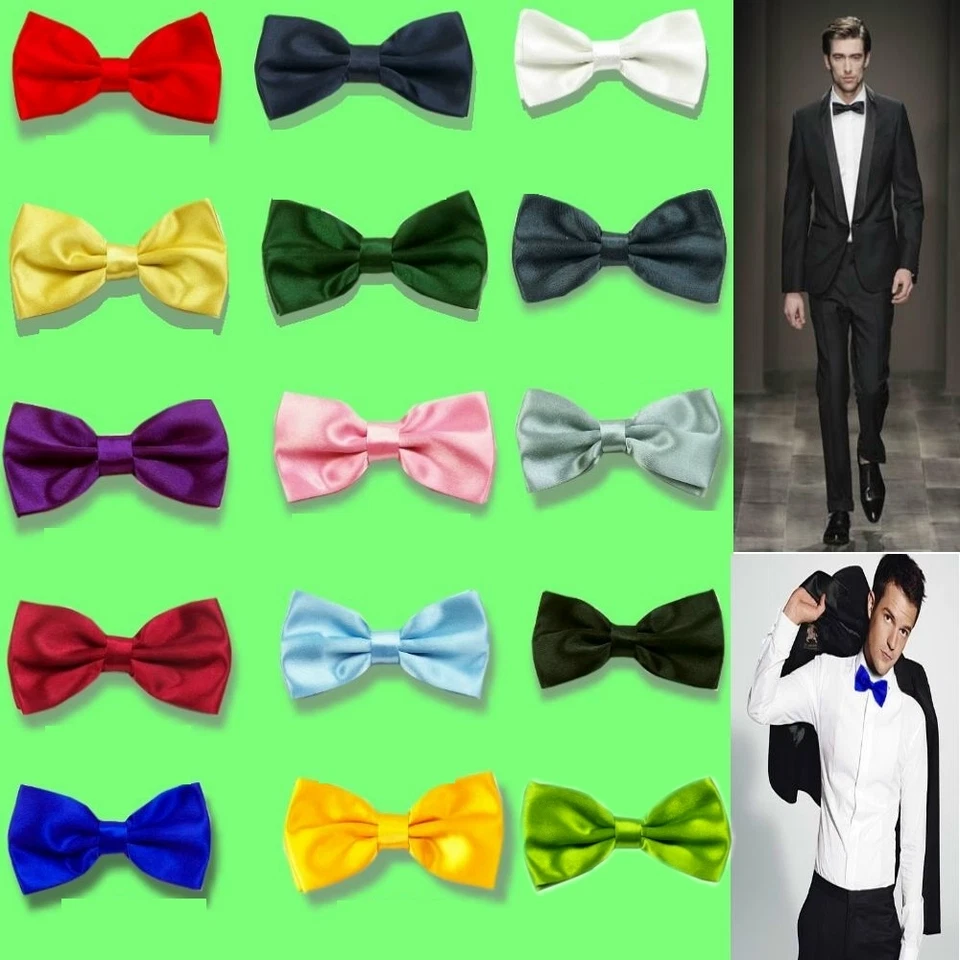 New Men's Solid Bowtie Pre tied Wedding satin bow tie - Image 1 of 1
