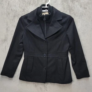 Covington Outwear Pea Coat Womens Medium Gray Wool Blend Inner Zipper Out Button - Picture 1 of 13