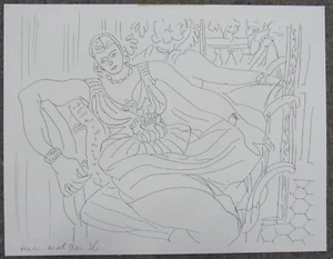 Original ink drawing after Henri Matisse's reclining woman 1936 12x16" - Picture 1 of 14