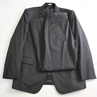 Calvin Klein XL 44L 33x32 Negro Rayas Lana Chaqueta Pantalones Traje Foto 1 de 4