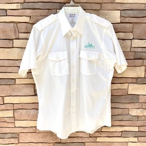Arrow Career Apparel White Short Sleeve Yacht Rock Tiki Aloha Shirt Mens 16 EUC - Picture 1 of 7