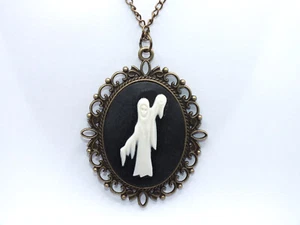 Haunted Mansion Grim Reaper Phantom Necklace, Victorian Cameo - Picture 1 of 16