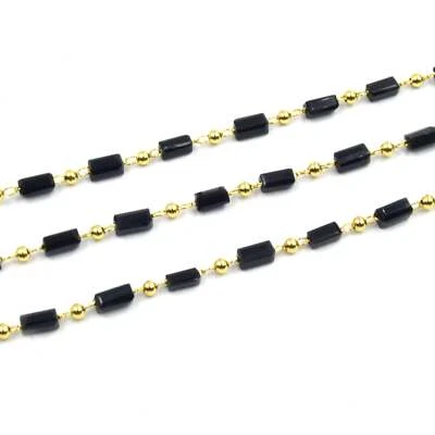 Cadena de cristal | Cadena de eslabones con cuentas de oro | Cadena por el pie | Cadena de pulsera Foto 1 de 3