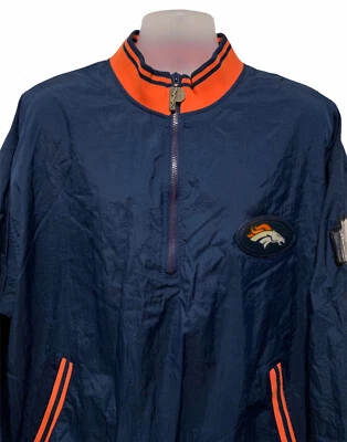 Vintage PRO PLAYER NFL BRONCOS 1/2 Zip Pullover Windbreaker Jacket XL X-Large - Image 1 of 4