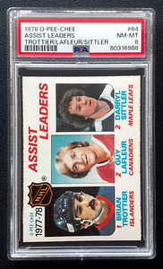 BRYAN TROTTIER / GUY LAFLEUR / DARRYL SITTLER 1978-79 O-PEE-CHEE #64 PSA 8 49089