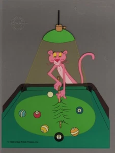 Pink Panther "Pink 8 Ball" Sericel 1992 DePatie-Freleng Pool hall Pool cue GIFT! - Picture 1 of 4
