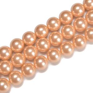 Cuentas redondas lisas de perlas concha de champán tamaño 4 mm 6 mm 8 mm 10 mm 15,5"" hilo - Imagen 1 de 2