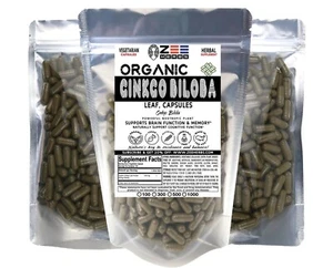Organic Ginkgo Biloba Capsules 1200mg of Natural Pure Ginkgo Biloba Leaf Non-GMO - Picture 1 of 1