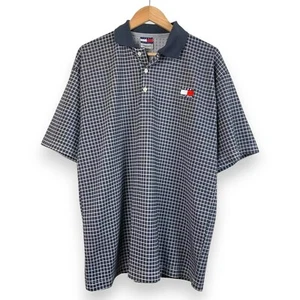 Vintage Tommy Hilfiger Polo Shirt Men’s Large L Waffle Knit Checkered 90s Y2K Cl - Picture 1 of 11