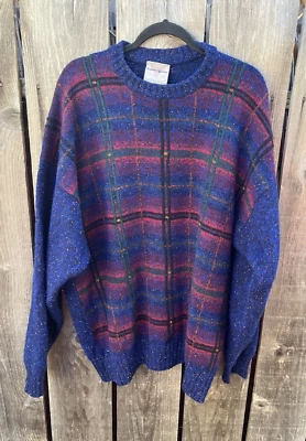 Men's Scott Officer Sweater Multicolor Colorblock 2XL Lambs Vintage 90s Grandpa - Image 1 of 4