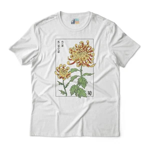 Vintage Japanese Chrysanthemum Floral Art T-Shirt – Ukiyo-e Inspired Design - Picture 1 of 5