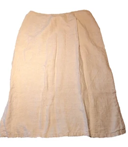 Lands End Skirt Womens 18 Linen A-Line Neutral Beige Rear Zip Coastal Beach - Picture 1 of 6