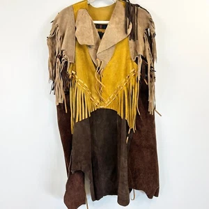 Excelsior Vintage Native American Costume Unisex Leather Suede Fringe Halloween - Picture 1 of 18