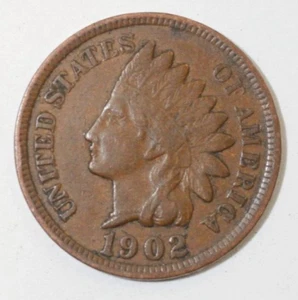 1902 Indian Head Penny, coin is a Very Fine small cent (8+ items ship for free) - Picture 1 of 2
